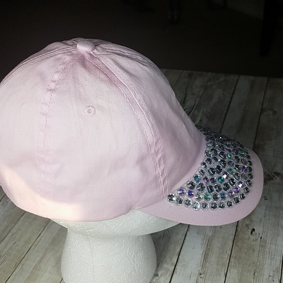 Fashion cap, pink cap with jewels on bib. - Picture 5 of 5
